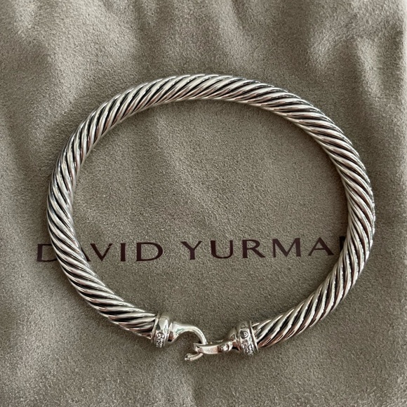 David Yurman Buckle Classic Cable Bracelet 5mm w Diamonds - Picture 4 of 6